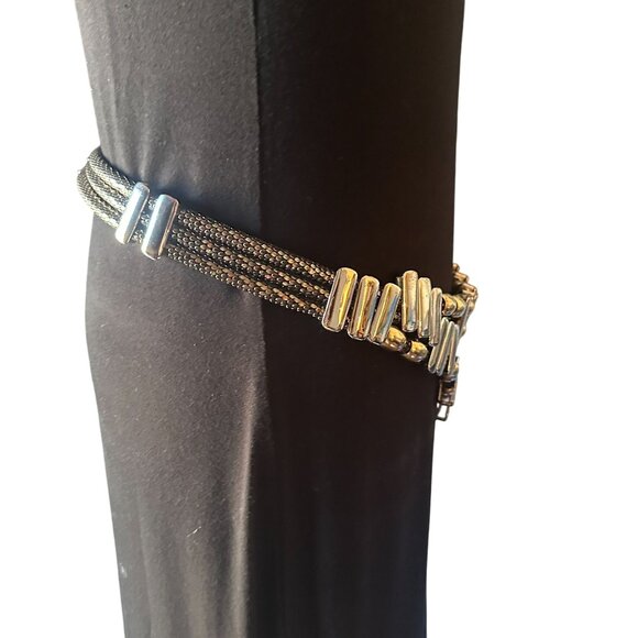 Chain Multi Strand Statement Belt Bar Metal Beaded Adjustable Gold Silver - Picture 2 of 16